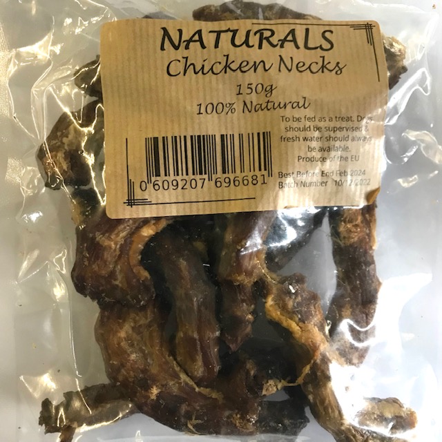 ‘NATURALS’ 100% Chicken Necks, Natural Dog Treats, 150grams. – Pet Cage ...